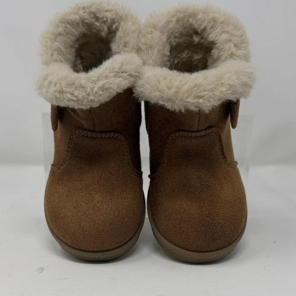 Wonder Nation Girls Faux Suede Faux Fur Side bow Boots Size 6
